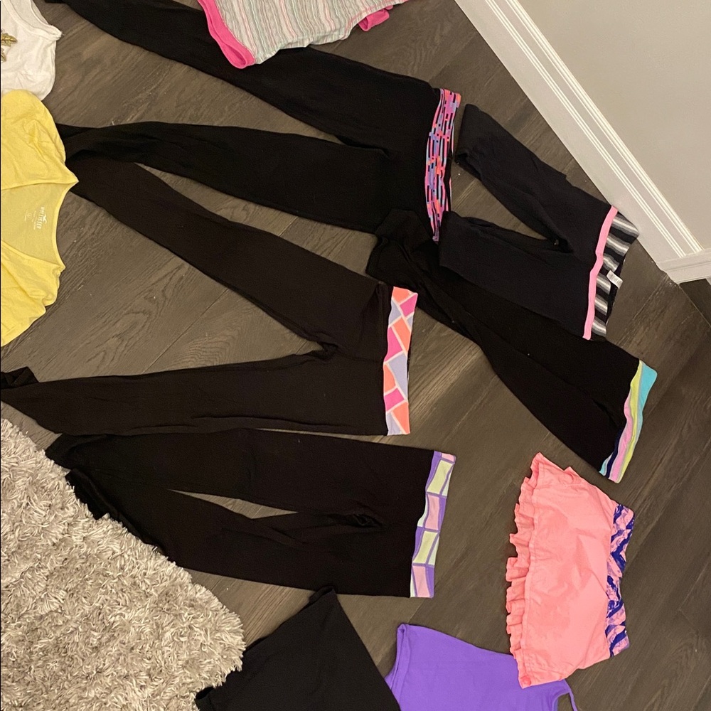 Ivivva Bundle: Colorful Waistband Black Leggings,
Skirt and tanks